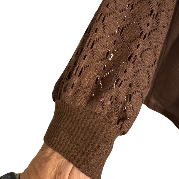 NWT Chic Brown w/Lace Sleeves Women's Top  XLARGE   #3 - Picture 4 of 10